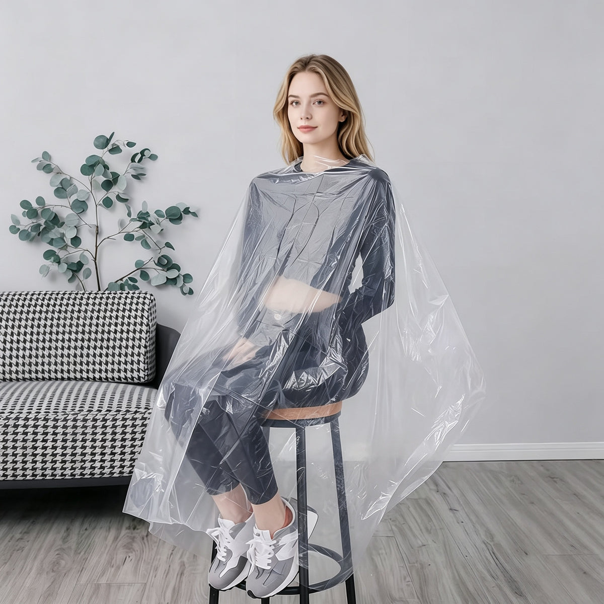 Transparent Disposable PE Hairdressing Cape & Salon Apron (100 Pack)