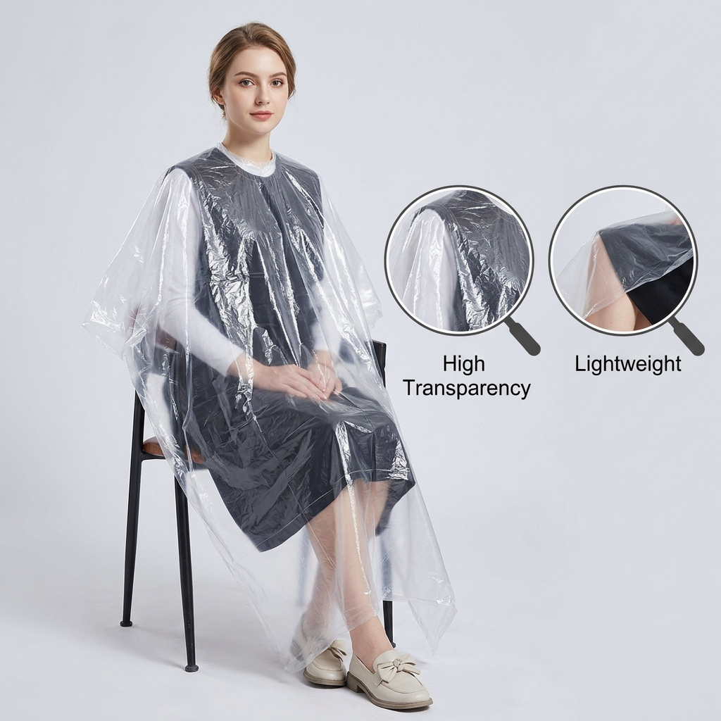 Transparent Disposable PE Hairdressing Cape & Salon Apron (100 Pack)