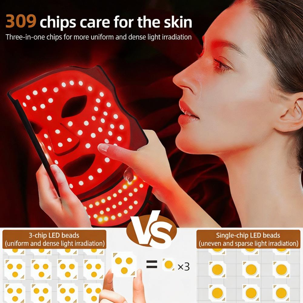 Ultra-Light Cordless Silicone LED Red Light Therapy Mask