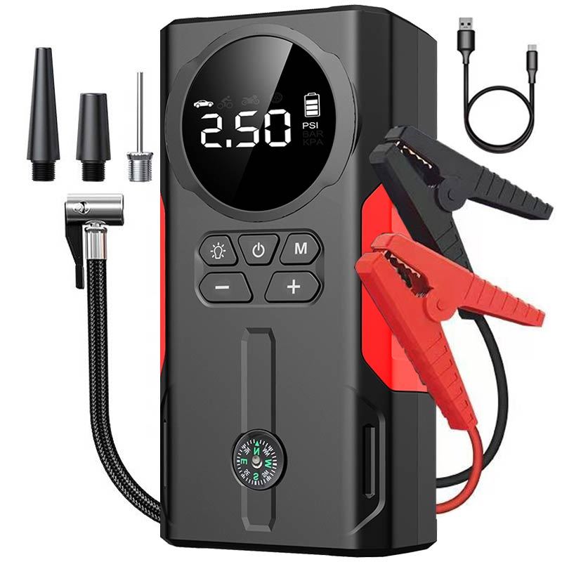 Portable 6-in-1 Car Jump Starter & Tire Inflator Power Bank