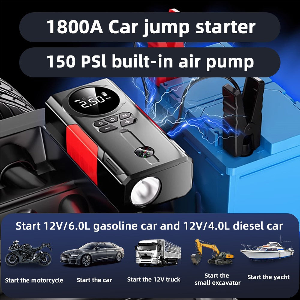 Portable 6-in-1 Car Jump Starter & Tire Inflator Power Bank